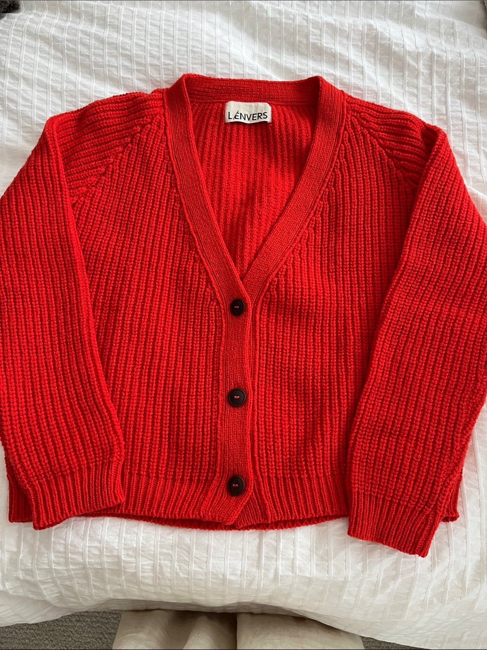 L’envers Anna Cardigan in Bright Cherry Red